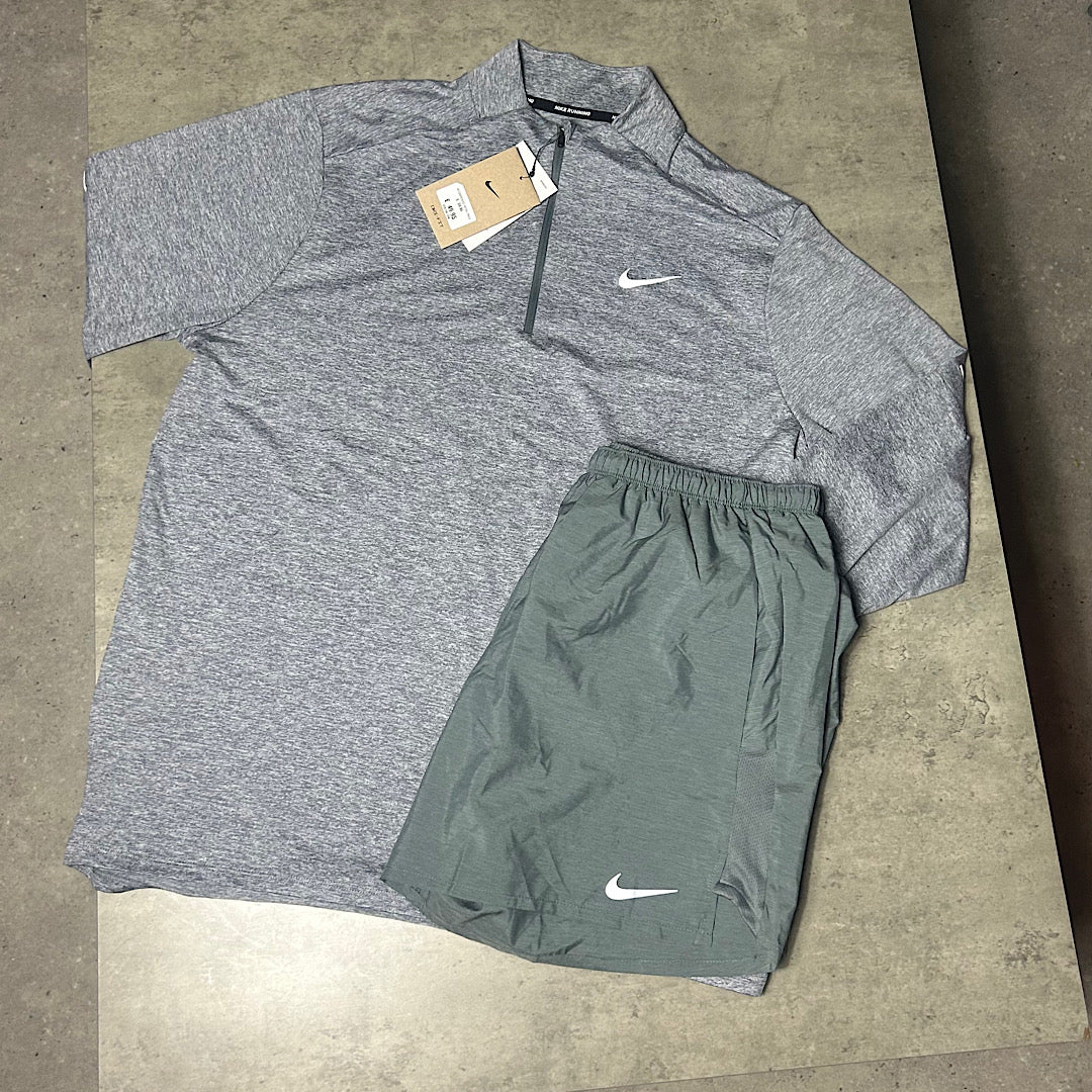 ELEMANT GREY 1/2 ZIP & 5” CHALLENGER SHORTS