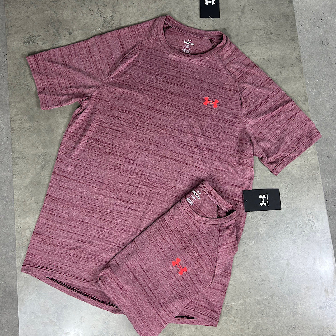 UNDER ARMOUR BURGUNDY/CRIMSON RED JACQUARD T SHIRT