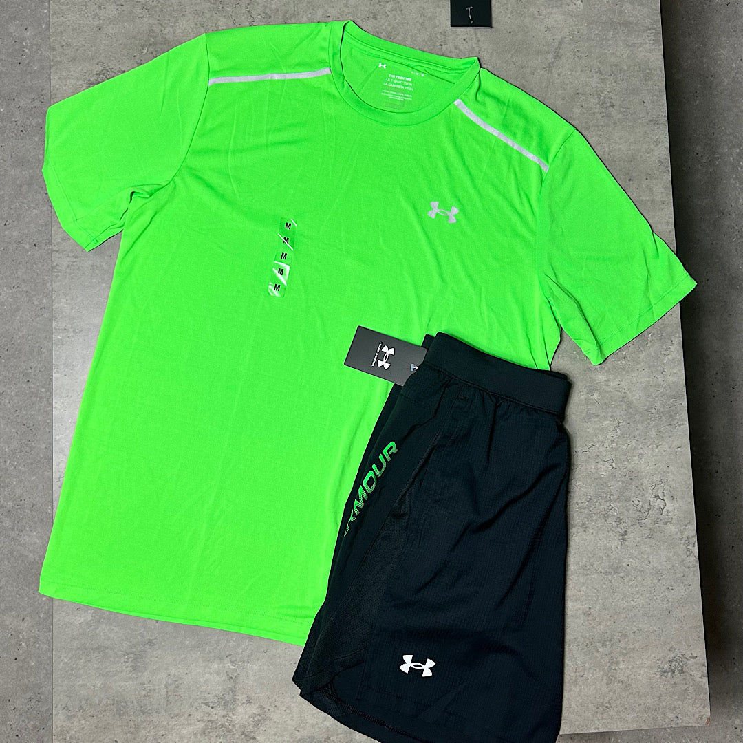 UNDER ARMOUR BRIGHT GREEN T-SHIRT & SHORTS SET